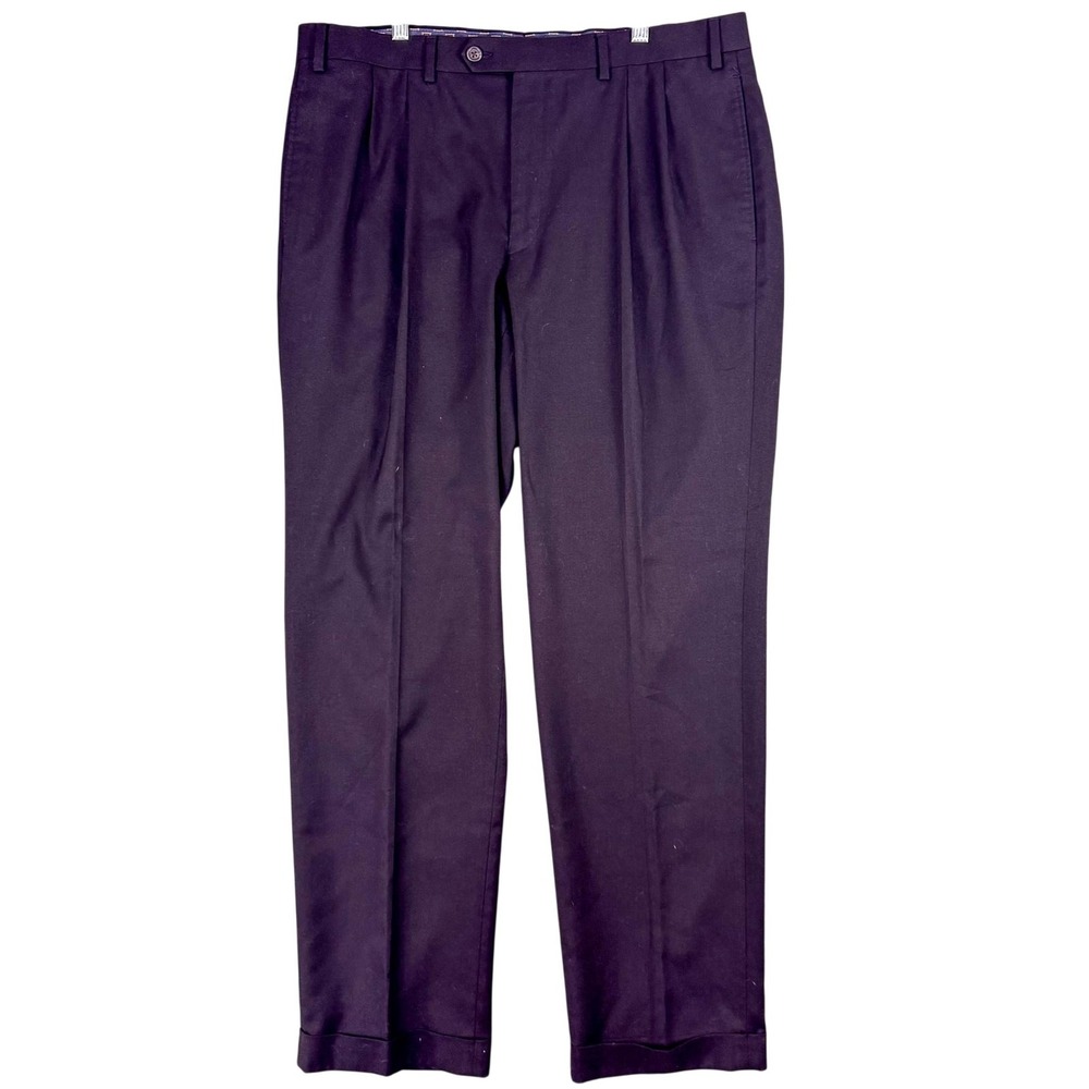 Lauren Ralph Lauren Dress Pants Mens 36x32 Black‎ Pleated Stretch Slacks Office